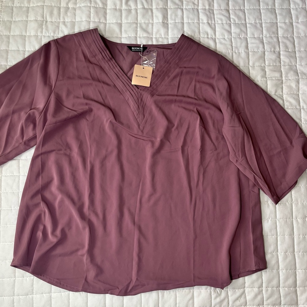 BloomChic Dusty Rose V-Neck Blouse